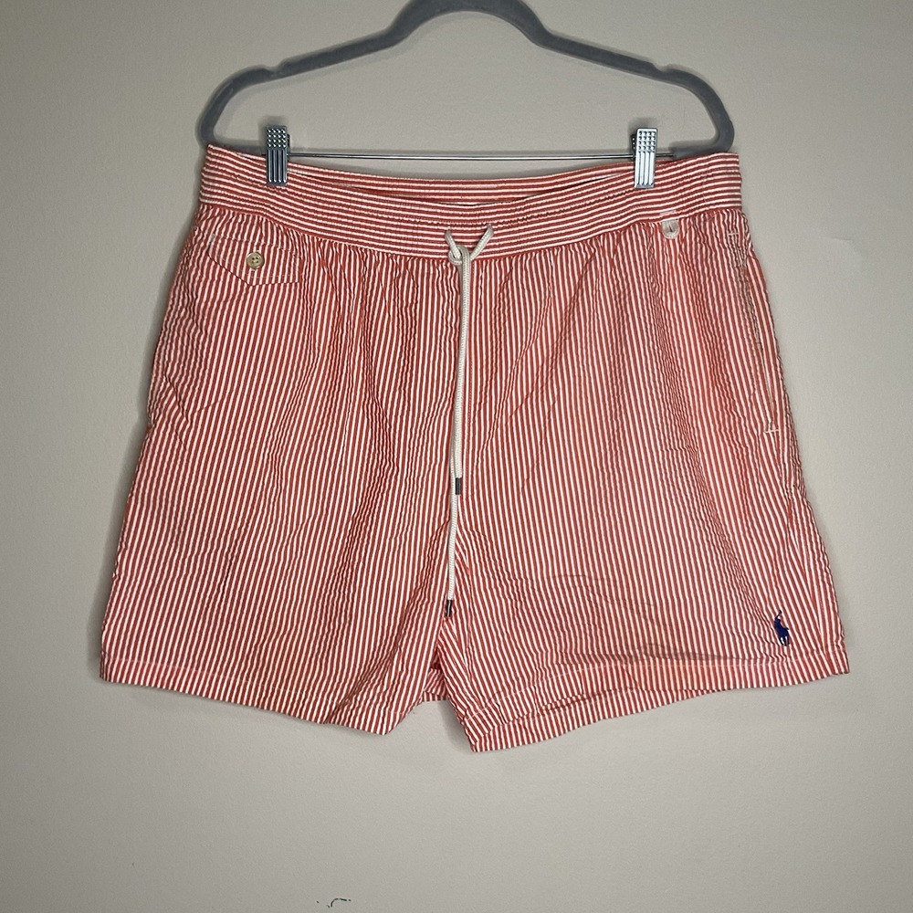 Vintage Polo Ralph Lauren Short Men's Coral Luxury Y2K Striped Classic Size 2XL